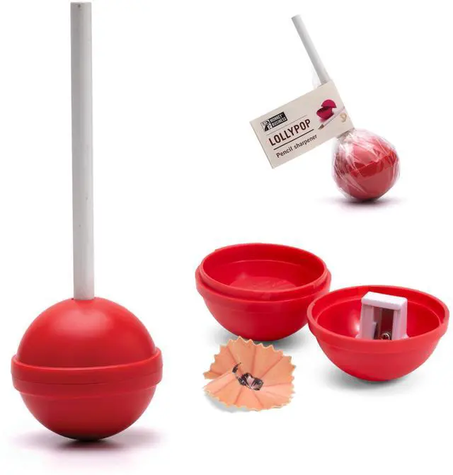 Main image of Kids' Lollypop Pencil Sharpener - Fun Manual Sharpener for Colored Pencils for Girls & Boys (Red)