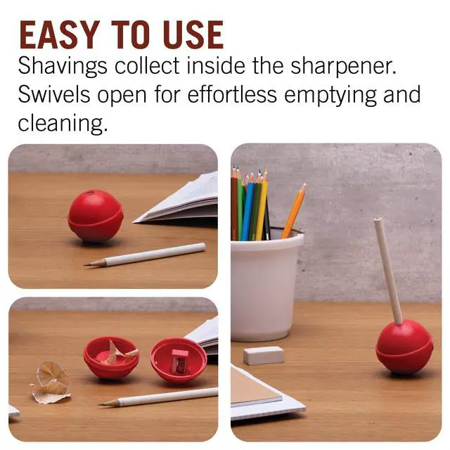 Alt view image 3 of 6 - Kids' Lollypop Pencil Sharpener - Fun Manual Sharpener for Colored Pencils for Girls & Boys (Red)
