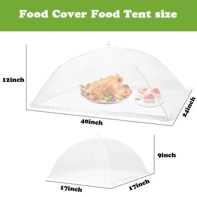 Alt view image 3 of 7 - 6 Pack Food Covers for Outside Mesh, Food Nets for Outdoors Large Food Covers, Food Tents Screen Outside,Reusable Pop-Up Umbrella Food Nets for Picnics, Parties, BBQs