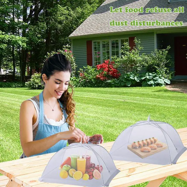 Alt view image 5 of 7 - 6 Pack Food Covers for Outside Mesh, Food Nets for Outdoors Large Food Covers, Food Tents Screen Outside,Reusable Pop-Up Umbrella Food Nets for Picnics, Parties, BBQs