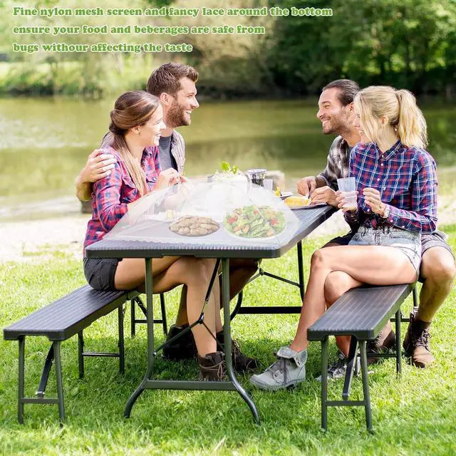 Alt view image 7 of 7 - 6 Pack Food Covers for Outside Mesh, Food Nets for Outdoors Large Food Covers, Food Tents Screen Outside,Reusable Pop-Up Umbrella Food Nets for Picnics, Parties, BBQs