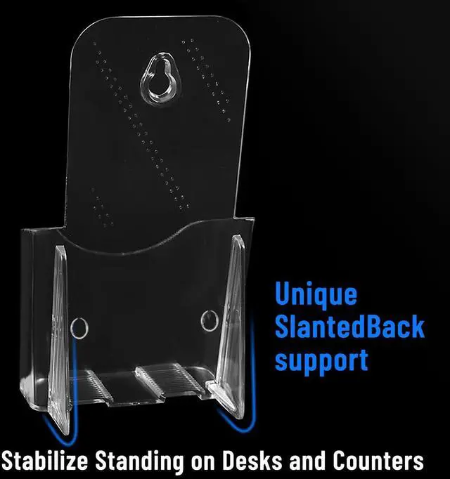 Alt view image 3 of 7 - 6 Pcs Brochure Holder Stand, 4 inches Acrylic Pamphlet Display Stand Wall Mount/Countertop, Clear Plastic Trifold Rack Card Holder Organizer for Display Flyer, Document, Literature, Post Card