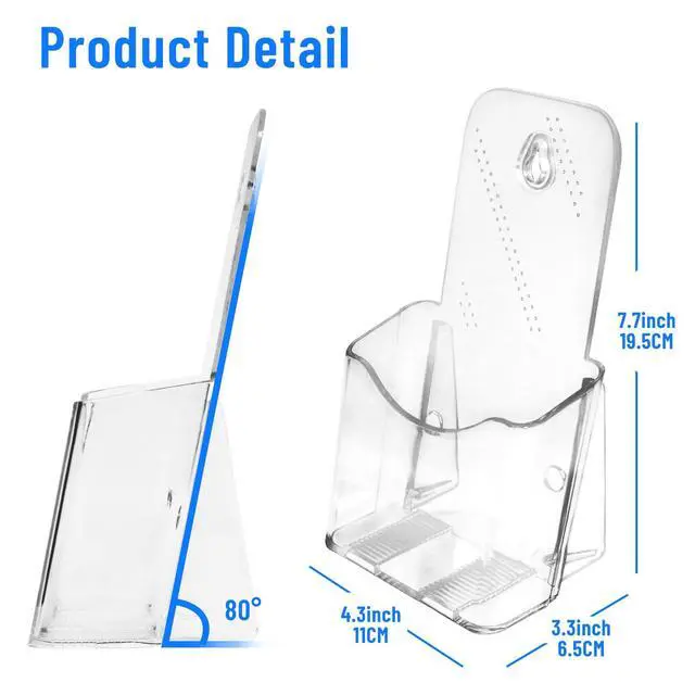 Alt view image 5 of 7 - 6 Pcs Brochure Holder Stand, 4 inches Acrylic Pamphlet Display Stand Wall Mount/Countertop, Clear Plastic Trifold Rack Card Holder Organizer for Display Flyer, Document, Literature, Post Card