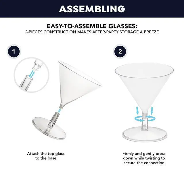 Alt view image 6 of 6 - Miniware Disposable 2 oz. Small Plastic Mini Martini Appetizer and Dessert Cups/Cocktail Sample Tasting Drinkware, Clear, Glasses Only, 12-Count