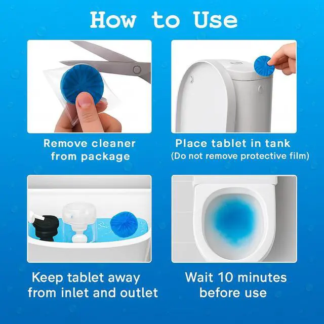 Alt view image 2 of 6 - Automatic Toilet Bowl Cleaner Tablets, Blue Long-Lasting Tank Freshener (14 Pack)