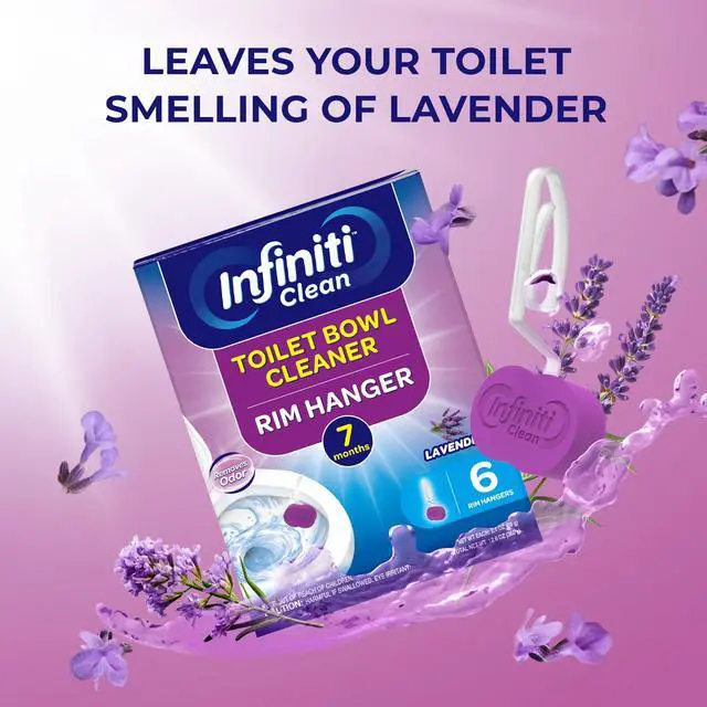Alt view image 3 of 7 - Toilet Bowl Cleaner Rim Hanger, 6 Count Automatic Bowl Toilet Cleaner, Cleans and Freshens Toilet Bowl, 7 Month (Lavender)