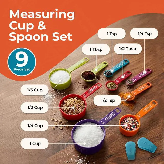 Alt view image 3 of 7 - Color 9-Piece Measuring Cups and Spoons Set, Set of 9