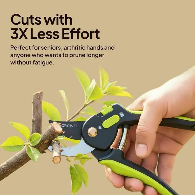 Alt view image 4 of 7 - Bypass Pruning Shears, Garden Clippers - Cuts 3x Easier, Ideal for Seniors, Bonsai Cutters