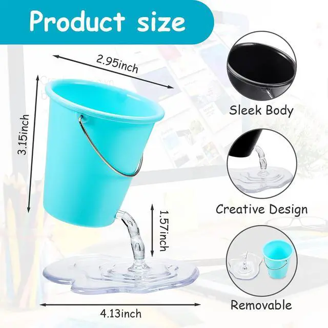 Alt view image 2 of 7 - 2 Pack Pen Holder for Desk, Creative Floating Bucket Cute Pencil Holder Cup for Desk Organizer Accessories Office Decor Back to School Gift for Teachers