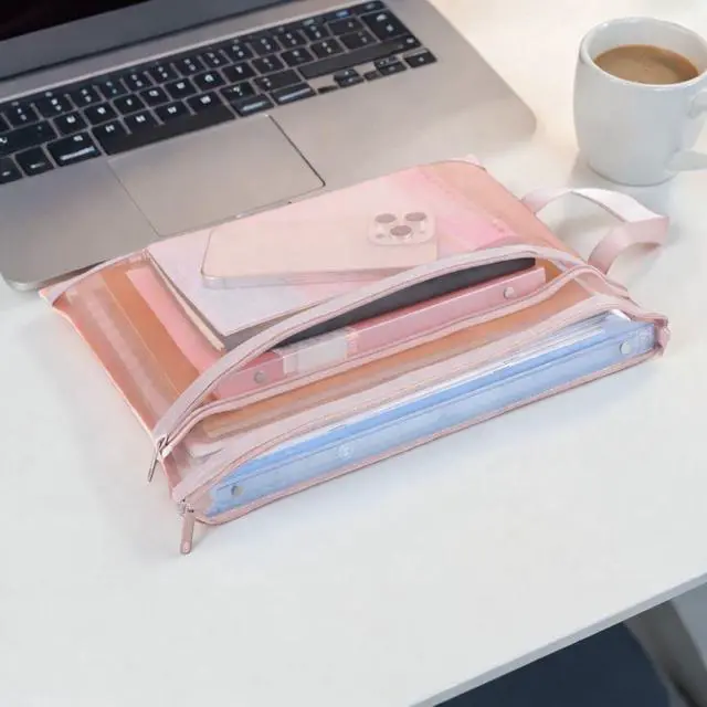 Alt view image 6 of 7 - 10 Pack Colored Mesh Zipper Pouch Bags, Breathable See Through A4 Pouch with Handle for School Games & School Supplies, Double-Layer Nylon Puzzle, Building Block Sets, Toy Storage & Organization
