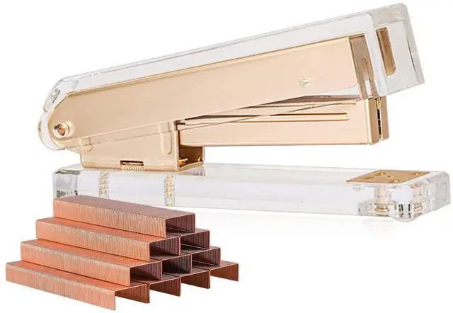 Main image of Elegant Ultra Clear Acrylic Office Supplies Acrylic Stapler Matte Gold Desktop Stapler with 1000pcs Staples for Office Accessories(Gold)