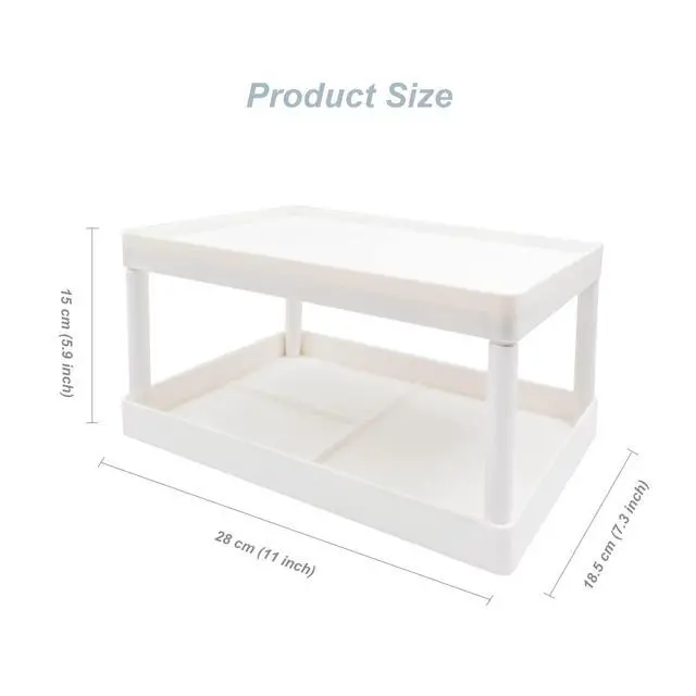 Alt view image 2 of 7 - souG Desktop Storage Rack Organizer for Kitchen Bathroom Office Dorm - Double-Layer Cosmetic Stationery Storage Holder and Table Sundries Display Shelf - White