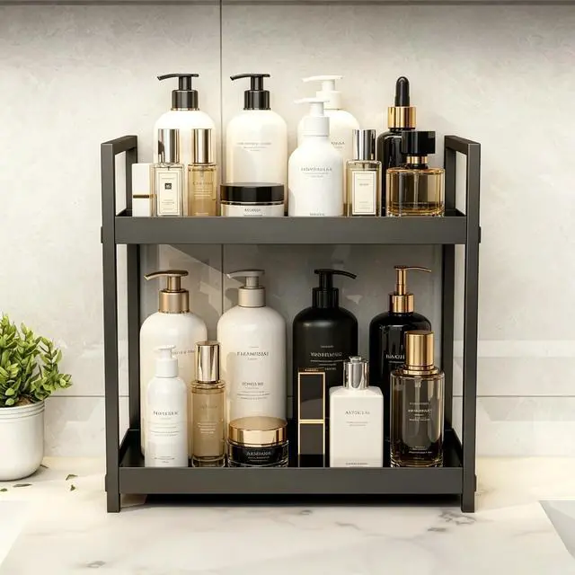 Alt view image 3 of 6 - Bathroom Counter Organizer, Bathroom Organizers and Storage Countertop, 2 Tier Black Counter Shelf for Vanity Tables, Dresser, Makeup