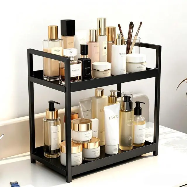 Alt view image 4 of 6 - Bathroom Counter Organizer, Bathroom Organizers and Storage Countertop, 2 Tier Black Counter Shelf for Vanity Tables, Dresser, Makeup