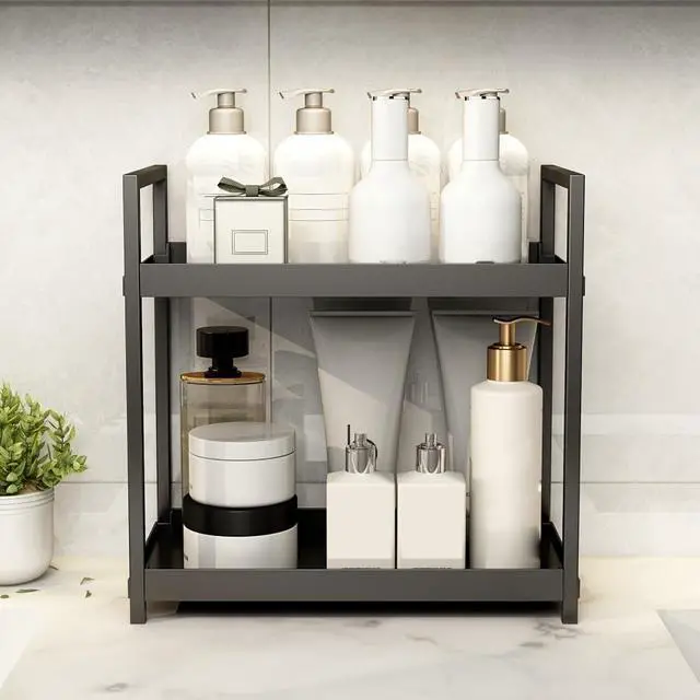 Alt view image 6 of 6 - Bathroom Counter Organizer, Bathroom Organizers and Storage Countertop, 2 Tier Black Counter Shelf for Vanity Tables, Dresser, Makeup
