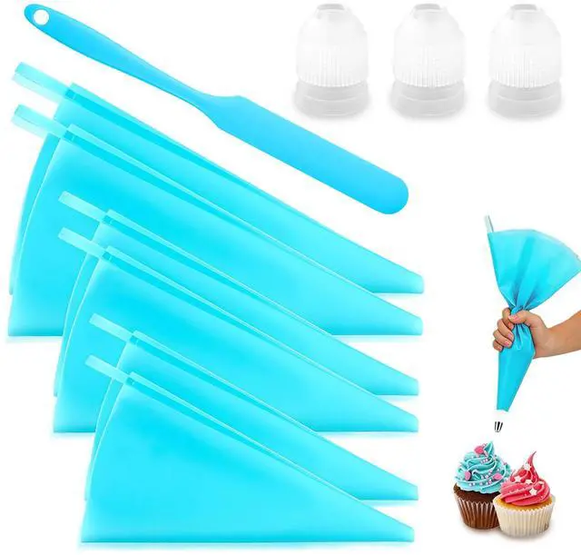 Main image of Piping Bags Set - 6pcs Reusable Silicone Pastry Bags with 3 Couplers Large Icing Decorating Kit for Cake Cookie Frosting Baking Supplies (12"+14"+16")