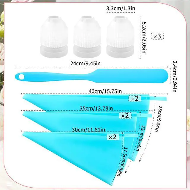 Alt view image 2 of 6 - Piping Bags Set - 6pcs Reusable Silicone Pastry Bags with 3 Couplers Large Icing Decorating Kit for Cake Cookie Frosting Baking Supplies (12"+14"+16")