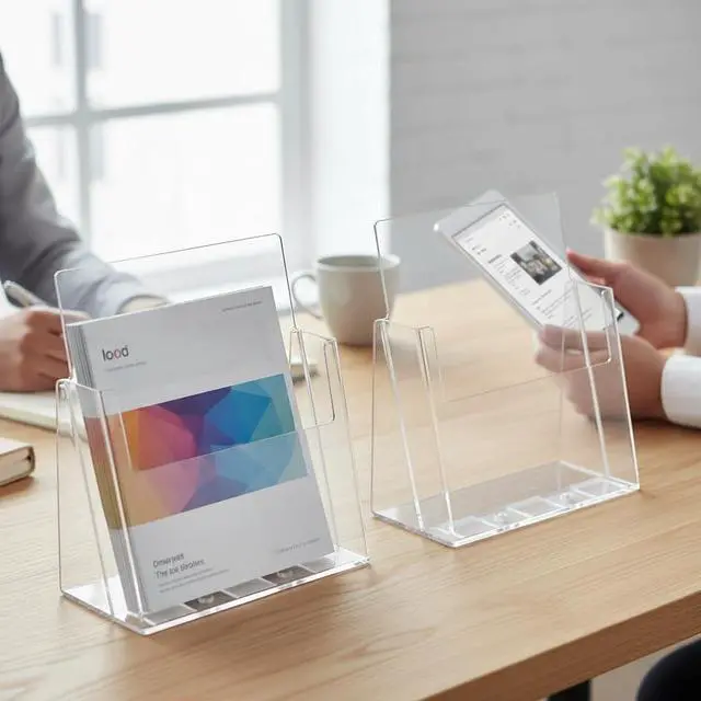Alt view image 7 of 7 - 252385-1PK Clear Acrylic Letter-Sized Brochure Holder Wall Mount or Countertop Display for 8.5" x 11" Flyers, Magazines, and Pamphlets ( 1-Pack)