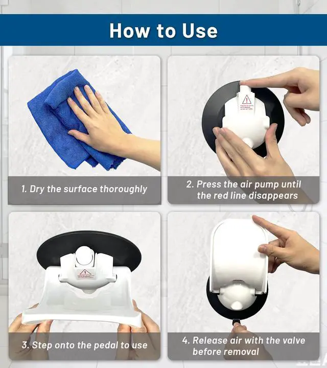 Alt view image 6 of 7 - Shower Foot Rest for Shaving Legs, Anti-Slip Suction Cup Bathroom Step