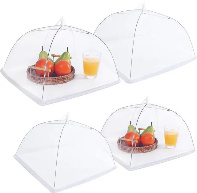 Main image of 4 Pcs Mesh Food Cover Tent Large and Tall Umbrella Food Screen Covers for Outside Pop-up Mesh Reusable Food Nets for Parties Picnics Outdoor BBQs Collapsible (2 Pcs 17"x17", 2 Pcs 14"x14")