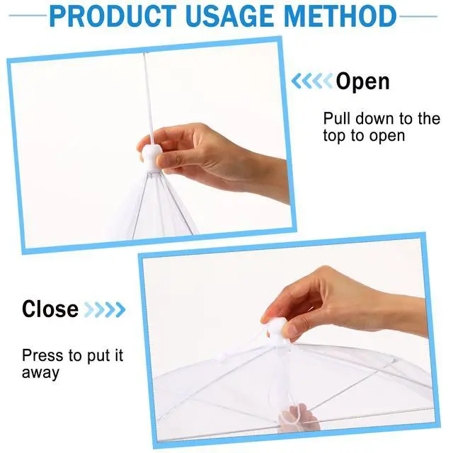 Alt view image 4 of 6 - 4 Pcs Mesh Food Cover Tent Large and Tall Umbrella Food Screen Covers for Outside Pop-up Mesh Reusable Food Nets for Parties Picnics Outdoor BBQs Collapsible (2 Pcs 17"x17", 2 Pcs 14"x14")