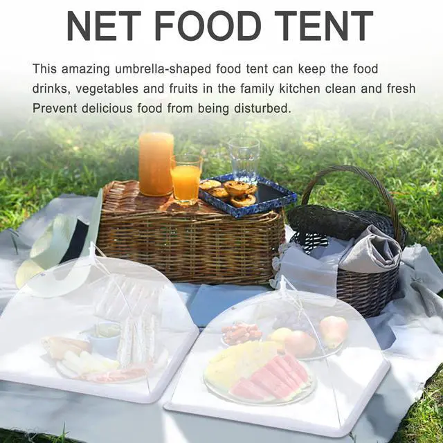Alt view image 6 of 6 - 4 Pcs Mesh Food Cover Tent Large and Tall Umbrella Food Screen Covers for Outside Pop-up Mesh Reusable Food Nets for Parties Picnics Outdoor BBQs Collapsible (2 Pcs 17"x17", 2 Pcs 14"x14")