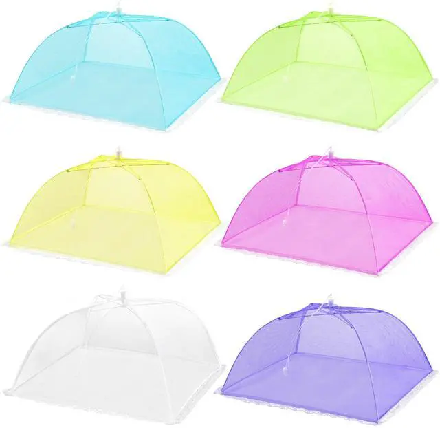 Main image of 6 Pack Colored Pop-Up Mesh Food Cover Tent for Outside,17 Inches Reusable and Collapsible Outdoor Food Covers Net for Party Picnic, BBQ, Camping, Gardening