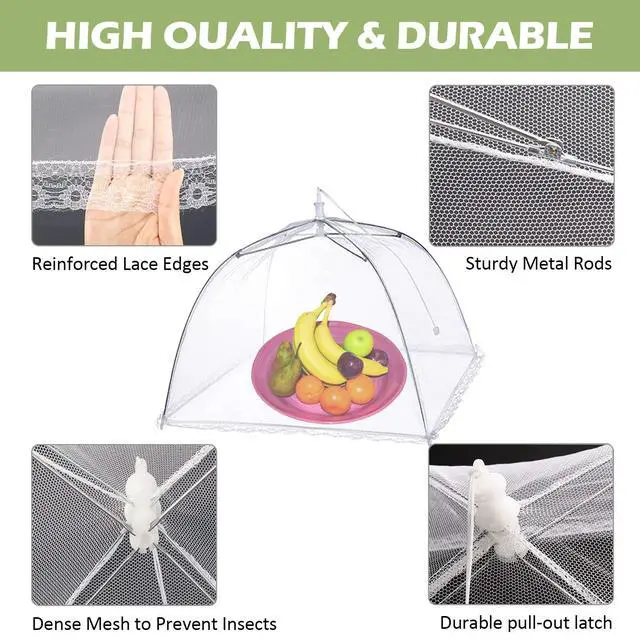 Alt view image 3 of 7 - 7 Pcs Food Covers for Outside, 17 inch Pop-up Umbrella Mesh Food Tents, for Outdoors Parties Picnics BBQs, Reusable and Collapsible Food Tents (Colorful)