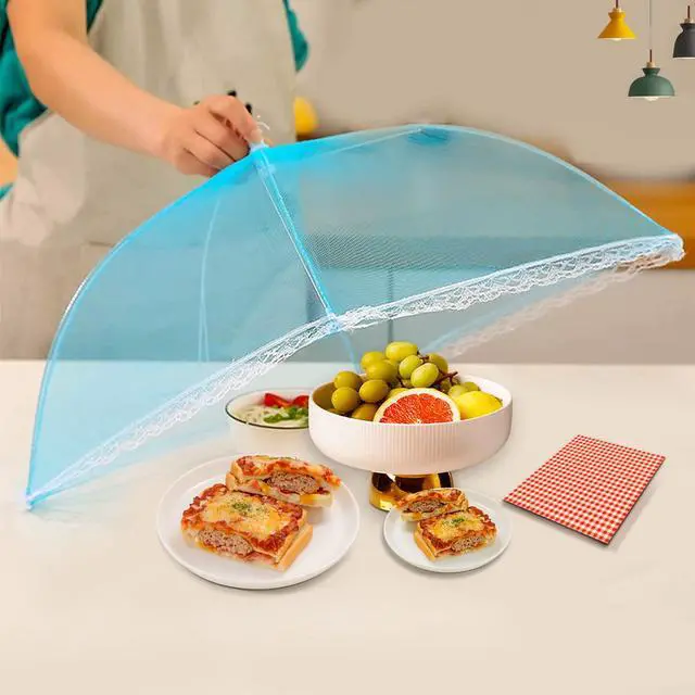 Alt view image 7 of 7 - 7 Pcs Food Covers for Outside, 17 inch Pop-up Umbrella Mesh Food Tents, for Outdoors Parties Picnics BBQs, Reusable and Collapsible Food Tents (Colorful)