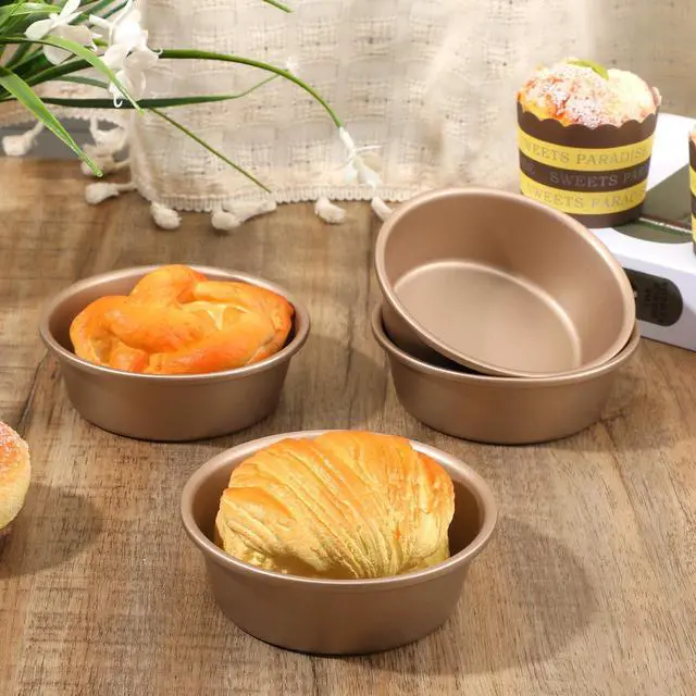 Alt view image 5 of 7 - 6 PCS Air Fryer Mini Pie Pan Tart Tins, Jumbo Muffin Cupcake Pan 4 Inch Air Fryer Hamburger Bun Mold, Non-Stick Air Fryer Egg Baking Pan Individual Mini Cake Pans for Baking