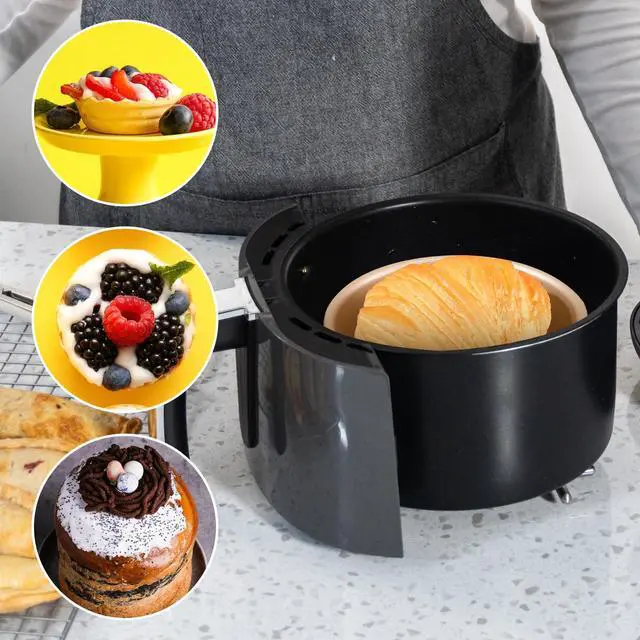 Alt view image 7 of 7 - 6 PCS Air Fryer Mini Pie Pan Tart Tins, Jumbo Muffin Cupcake Pan 4 Inch Air Fryer Hamburger Bun Mold, Non-Stick Air Fryer Egg Baking Pan Individual Mini Cake Pans for Baking