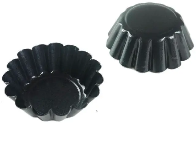 Alt view image 3 of 4 - 12 Packs Egg Tart Molds, Mini Carbon Steel 2.6 Inch Egg Tart Pans, Non-stick Reusable Egg Tart Shell, Cake Muffin Mold Tin Pan for Baking Cupcakes, Cookies, Pies, Pudding, Tartlet, Quiches