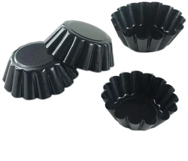 Alt view image 4 of 4 - 12 Packs Egg Tart Molds, Mini Carbon Steel 2.6 Inch Egg Tart Pans, Non-stick Reusable Egg Tart Shell, Cake Muffin Mold Tin Pan for Baking Cupcakes, Cookies, Pies, Pudding, Tartlet, Quiches