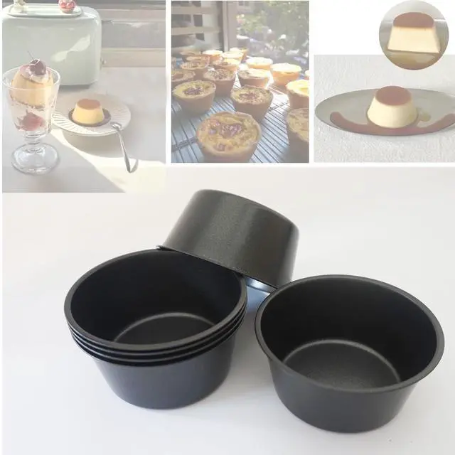 Alt view image 3 of 7 - 6PCS Carbon Steel Popover Pans, Nonstick Mini Yorkshire Pudding Pan, Muffin Cupcake Pans, Individual Egg Tart Molds, Baking Round Cake Cup - Black (3.1" x 1.4")