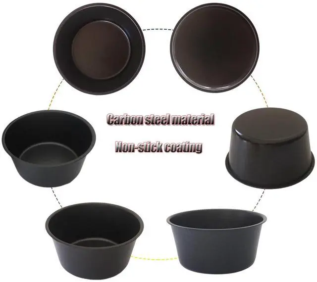 Alt view image 4 of 7 - 6PCS Carbon Steel Popover Pans, Nonstick Mini Yorkshire Pudding Pan, Muffin Cupcake Pans, Individual Egg Tart Molds, Baking Round Cake Cup - Black (3.1" x 1.4")