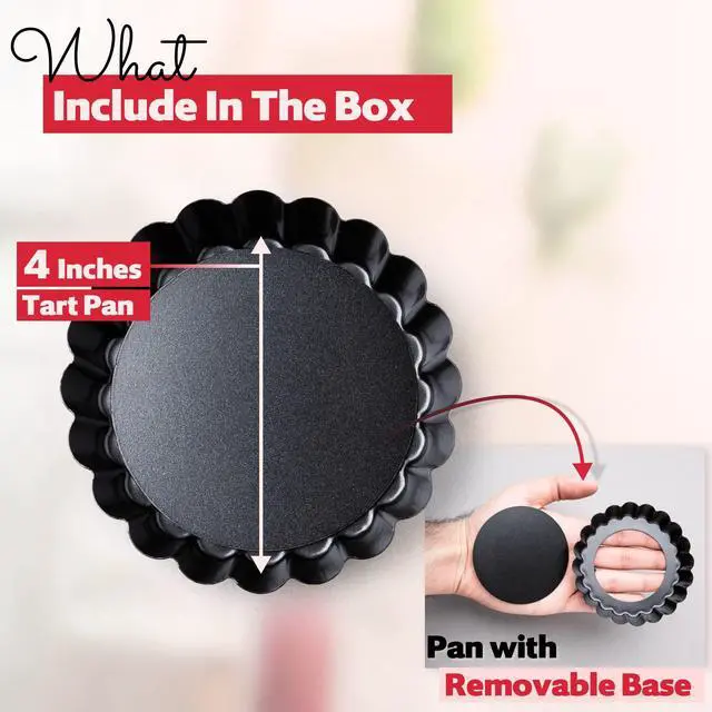 Alt view image 3 of 7 - 8 Pack Mini Tart Pans 4 Inch with Removable Bottom Round Nonstick Deep Quiche Pan, Heavy Duty Perfect for Baking Fruit Tarts, Quiches & Dessert