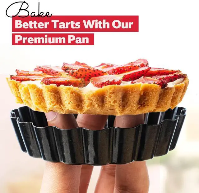 Alt view image 4 of 7 - 8 Pack Mini Tart Pans 4 Inch with Removable Bottom Round Nonstick Deep Quiche Pan, Heavy Duty Perfect for Baking Fruit Tarts, Quiches & Dessert