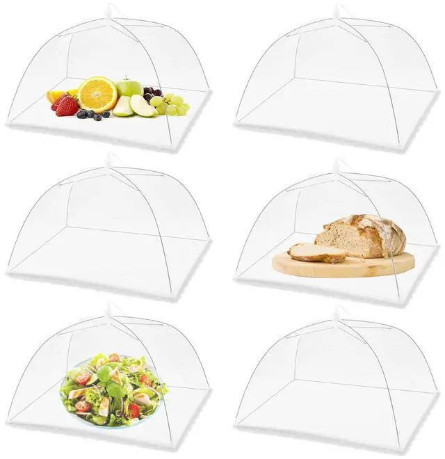 Main image of (6 Pack) Pop-Up Outside Picnic Mesh Food Covers Tent Umbrella for Outdoors and Camping Food Net Cover Keep Out Flies Mosquitoes Ideal for Parties BBQ, Reusable and Collapsible 17 x 17inches
