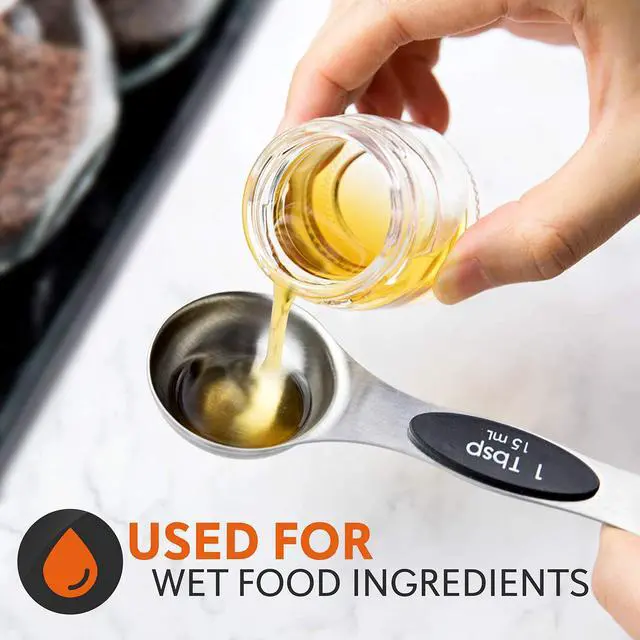 Alt view image 4 of 7 - 6-Piece Magnetic Measuring Spoon Set - Stainless Steel Stackable Dual Sided Nesting Teaspoon to Tablespoon For Dry & Liquid Ingredients, Stylish, 6 Sizes, Black