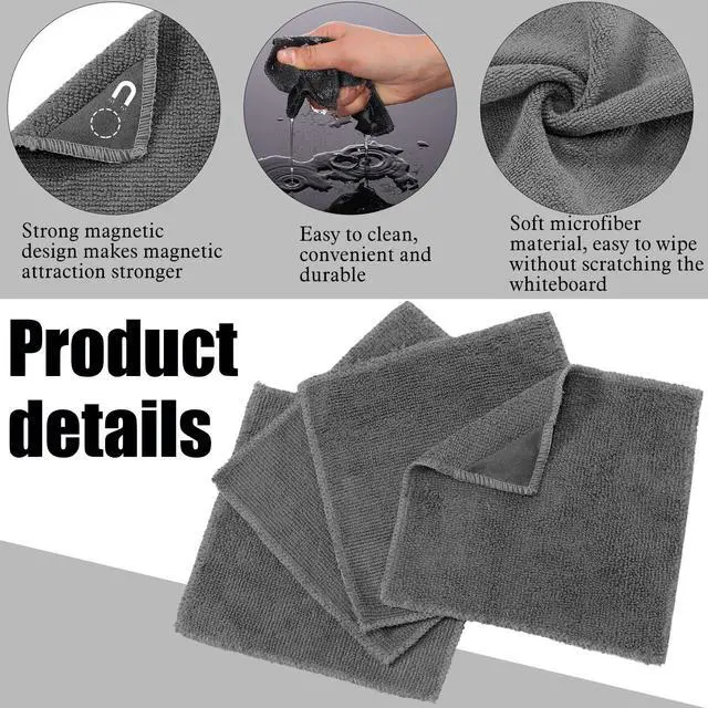 Alt view image 3 of 6 - 8 Pcs Magnetic Microfiber Cleaning Cloth Dry Erasers for White Boards Extra Magnetism Whiteboard Eraser for White Boards Blackboards Classroom Home Reusable Washable(6 x 6 Inch)
