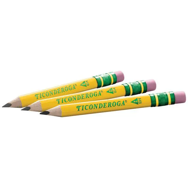 Alt view image 5 of 6 - My First Half-Size Wooden Pencils, Large Triangle-Barrel Pre-Sharpened #2 (HB) Short 4.5" Yellow Pencils with Erasers, Yellow, 12/Pack