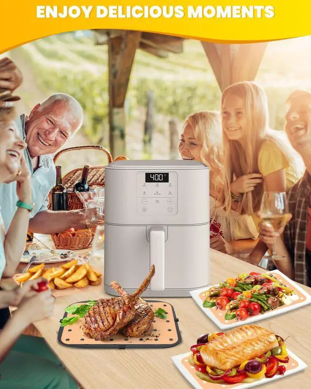 Alt view image 7 of 7 - 230PCs Air Fryer Paper Liner Perforated for Bella 6Qt(5lb) Slim Air Fryer Accessories Includes 200PCs Food Grade Disposable Parchment Paper Sheets and 30PCs Extra Pack, Non-Stick Oilproof Easy Cleanup