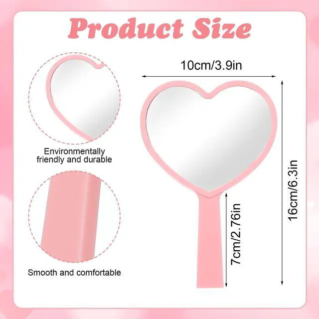 Alt view image 2 of 7 - 15 Pcs Heart Shaped Handheld Mirror Small Travel Makeup Mirrors with Handle Mini Heart Bulk Plastic Cosmetic Gift for Women (Bright Color)