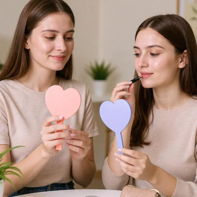 Alt view image 6 of 7 - 15 Pcs Heart Shaped Handheld Mirror Small Travel Makeup Mirrors with Handle Mini Heart Bulk Plastic Cosmetic Gift for Women (Bright Color)