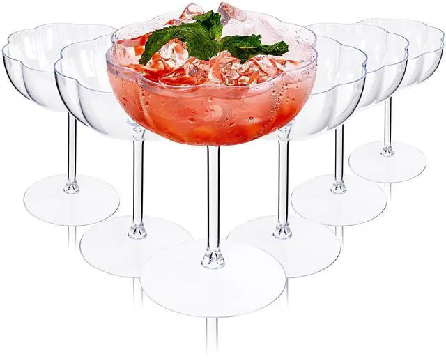 Main image of 12PCS Plastic Martini Glasses - 10 Oz Elegant Disposable Cocktail Glasses for Champagne Wine Wedding Party Anniversary Bar