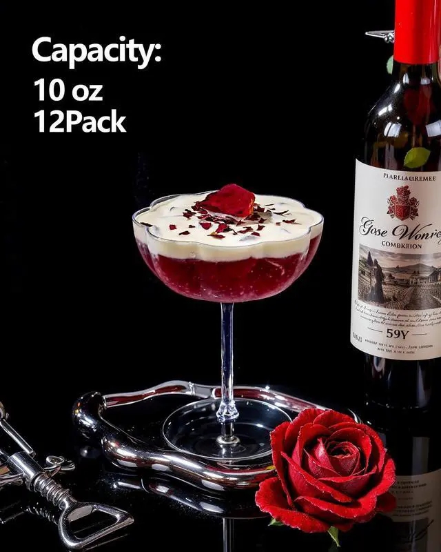 Alt view image 3 of 7 - 12PCS Plastic Martini Glasses - 10 Oz Elegant Disposable Cocktail Glasses for Champagne Wine Wedding Party Anniversary Bar