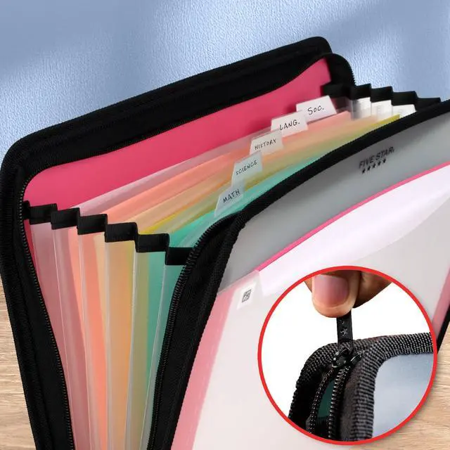Alt view image 3 of 7 - Expanding File Organizer + Study App, 7-Pocket Accordian File Organizer, Zipper Closure, Holds 8-1/2" x 11" Paper, Prom Pink (350099R)