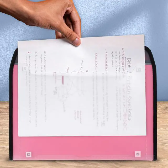 Alt view image 4 of 7 - Expanding File Organizer + Study App, 7-Pocket Accordian File Organizer, Zipper Closure, Holds 8-1/2" x 11" Paper, Prom Pink (350099R)