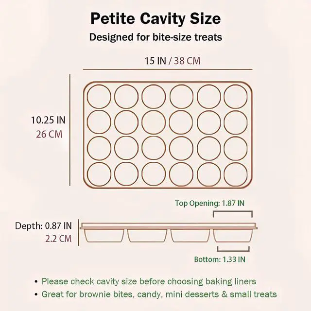 Alt view image 2 of 7 - 2 Pack Petite Mini Muffin Pan, 24-Cup Nonstick Carbon Steel Mini Cupcake Pan, Bite-Size Muffin Tin for Brownie Bites, Egg Bites, Candy and Mini Desserts