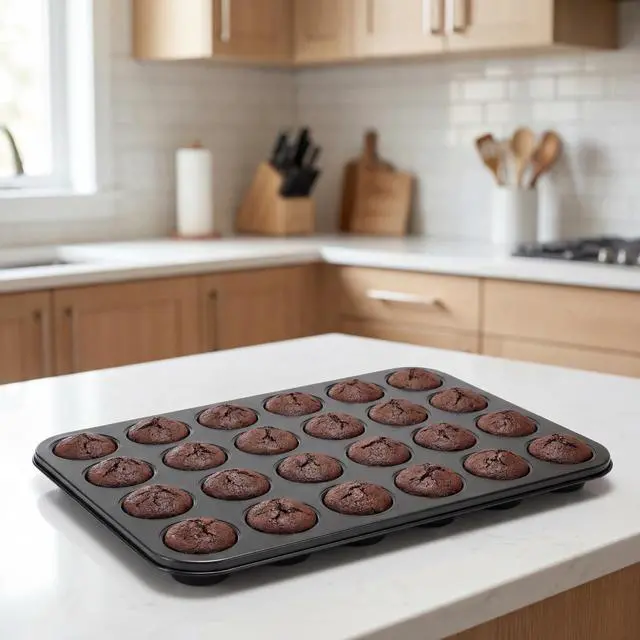 Alt view image 7 of 7 - 2 Pack Petite Mini Muffin Pan, 24-Cup Nonstick Carbon Steel Mini Cupcake Pan, Bite-Size Muffin Tin for Brownie Bites, Egg Bites, Candy and Mini Desserts